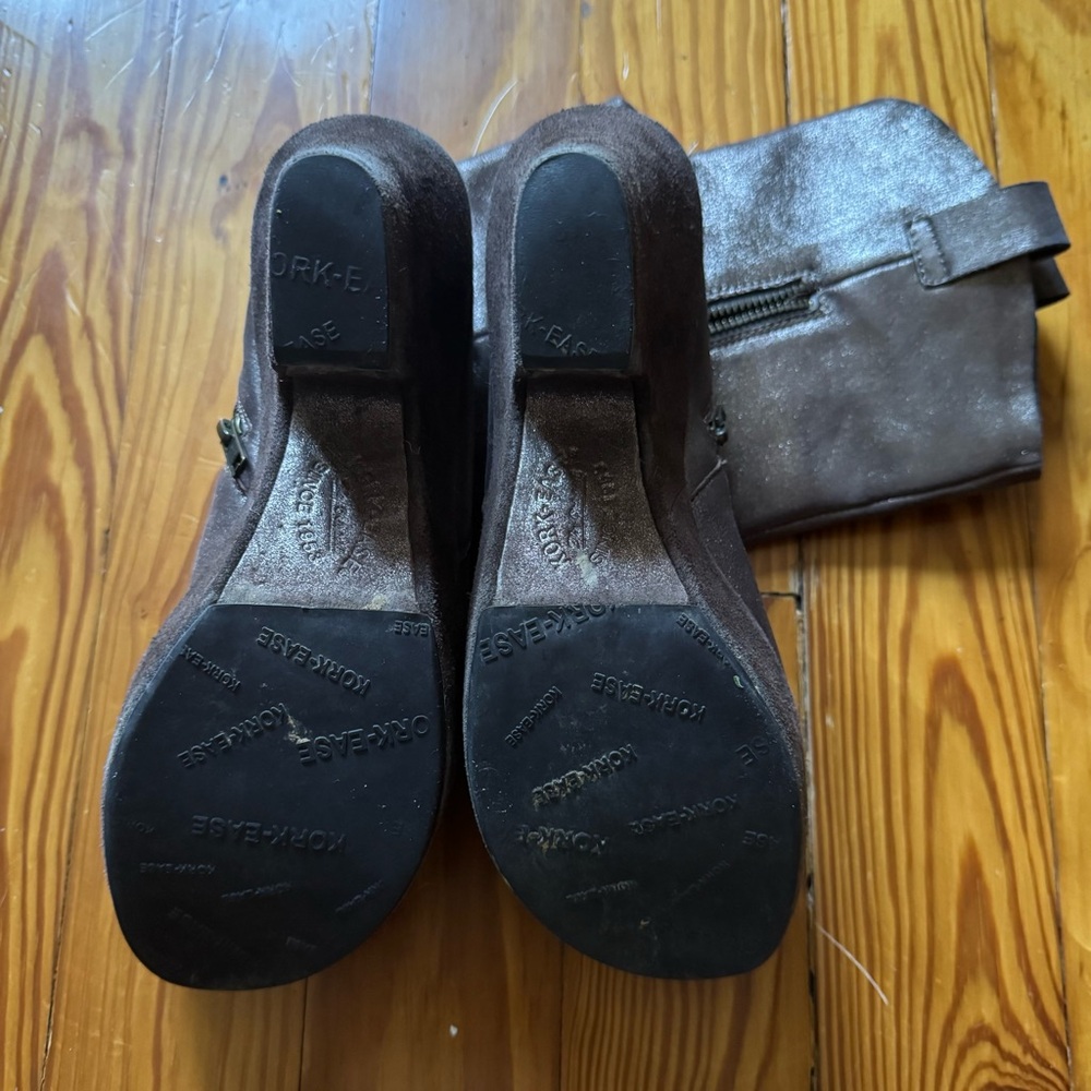 Korkease Bronze Leather Platform Boots size 9 - Picture 3 of 4